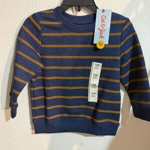 Cat & Jack Navy and Mustard Striped Sweater